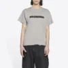 T-skjorte med uskarpt logo-hull, retroklassisk, korte ermer, unisex, grå 661705TKVD58174