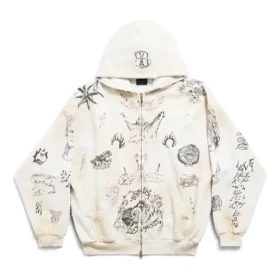 Tat-hettegenser med glidelås, medium passform «Off White Black» 770939TQVK13307