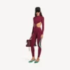 Techwear-bodysuit med utskjæringer for kvinner i burgunder/aqua