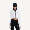 Techwear-cocoon-hettegenser for kvinner i hvitt