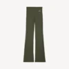 Techwear-leggings med utvidet ben i khaki/lime for kvinner