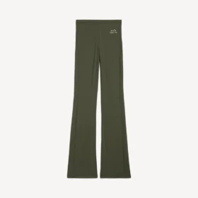 Techwear-leggings med utvidet ben i khaki/lime for kvinner