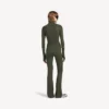 Techwear-leggings med utvidet ben i khaki/lime for kvinner