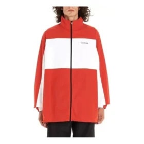 To-farget jakke med gjennomgående glidelås «Red White» 571434TYB186403