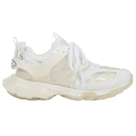 Track Clear Sole Low Mesh Nylon Sneakers, hvite 647742W3BM19000