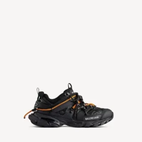 Track-sneakers med snørebånd i svart/oransje