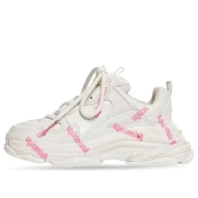 Triple S Logotype Sneaker «White and Pink Technical Material» 654251W2FAB9050
