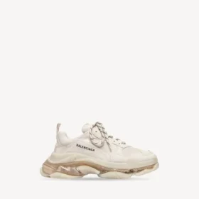 Triple S-sneaker for menn med gjennomsiktig såle  i hvitt
