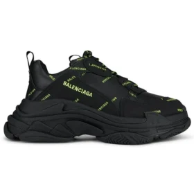 Triple S-Sneakers «Allover Logo – svart og fluorescerende gul» 536737W2FA11070