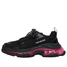 Triple S-Sneakers «Clear Sole – svart, rosa, neon» 541624W2FR11053
