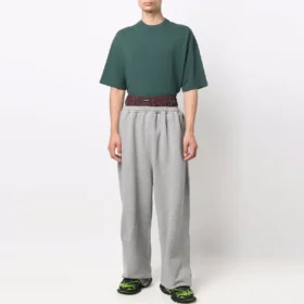 Trompe L’oeil joggebukse med dobbelt linning «Red Grey» 662627TKM366100