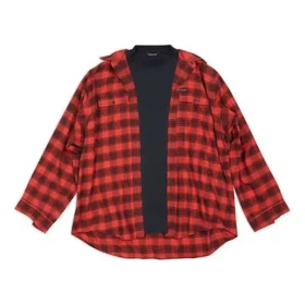 Trompe L’oeil rutete skjorte og T-skjorte «Red Navy» 699371TNM256167