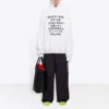Trykt hettegenser, sport, unisex, hvit 641679TJVI69040