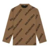 Ullstrikket genser med logo over hele, rund hals «Light Brown» 657401T32002900