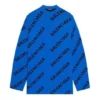 Ullstrikket genser med rund hals og logo over hele «Blue» 657400T15673964