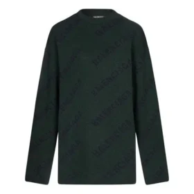 Ullstrikket genser med rund hals og logo over hele «Dark Green» 657400T15673050 Ullstrikket genser med rund hals og logo over hele «Dark Green» 657400T15673050
