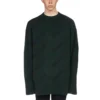 Ullstrikket genser med rund hals og logo over hele «Dark Green» 657400T15673050
