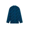 Ullstrikket genser med rund hals og logo over hele «Petrol Blue» 657400T15672470