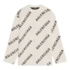 Ullstrikket genser med rund hals og logo over hele «White» 657401T32009054