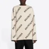 Ullstrikket genser med rund hals og logo over hele «White» 657401T32009054