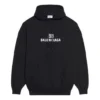 Unisex FW21 fleece med logotrykk, langermet og hette, svart 600583TKVI81070