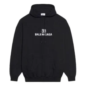 Unisex FW21 fleece med logotrykk, langermet og hette, svart 600583TKVI81070 Unisex FW21 fleece med logotrykk, langermet og hette, svart 600583TKVI81070