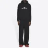 Unisex FW21 fleece med logotrykk, langermet og hette, svart 600583TKVI81070