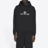 Unisex FW21 fleece med logotrykk, langermet og hette, svart 600583TKVI81070