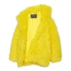 Unisex FW21 jakke i imitert pels, gul 663000TKQ077200