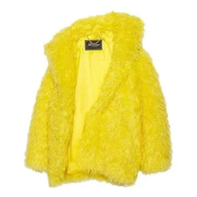 Unisex FW21 jakke i imitert pels, gul 663000TKQ077200