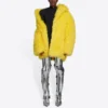 Unisex FW21 jakke i imitert pels, gul 663000TKQ077200