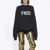 Unisex FW21 Sweatshirt med rund hals og gratis trykk, svart 652981TKVD41070
