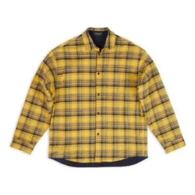 Vendbar, oversized overskjorte med rutemønster «Yellow Blue» 720105TNM277660