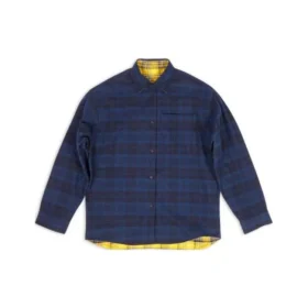 Vendbar, oversized overskjorte med rutemønster «Yellow Blue» 720105TNM277660