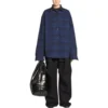 Vendbar, oversized overskjorte med rutemønster «Yellow Blue» 720105TNM277660