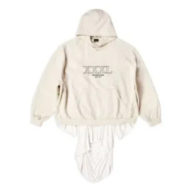 XXXL T-skjorte-hettegenser med lapper, oversized «Ecru» 720406TNVD99784